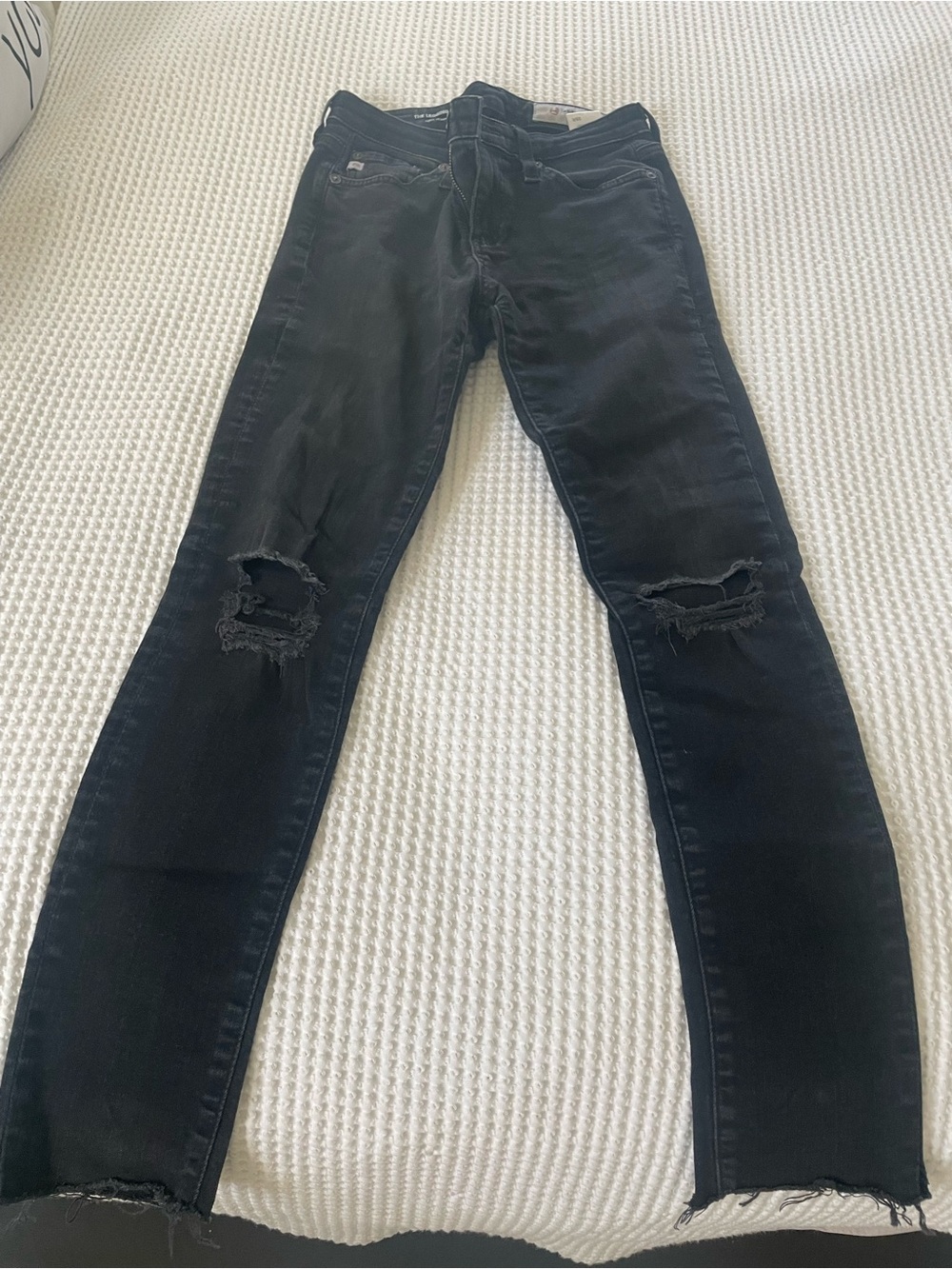 Ag Adriano Goldschmied Black Skinny Ripped Jeans